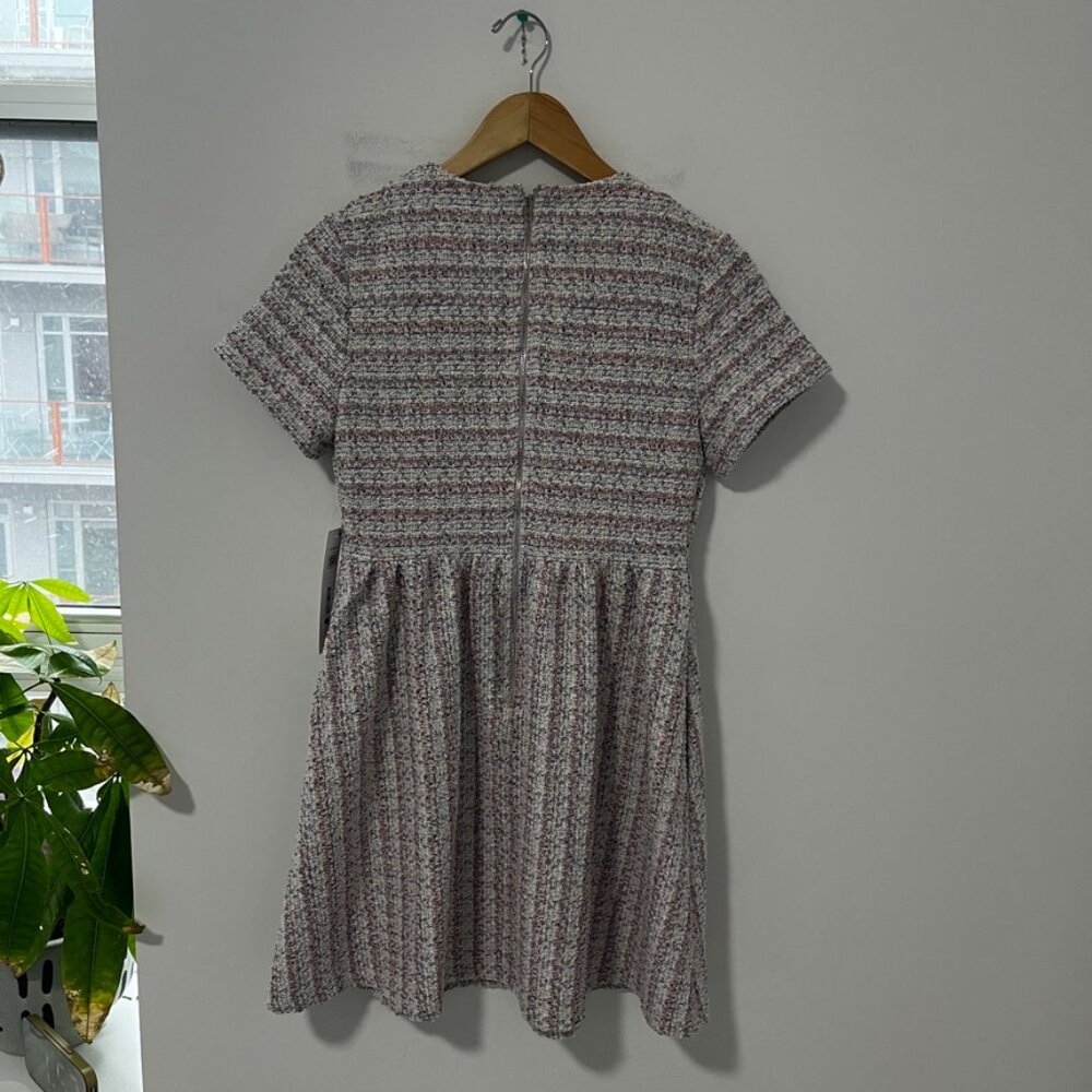 NEW Aqua Pastel Colored Tweed Mini Dress Size Small - Picture 8 of 9